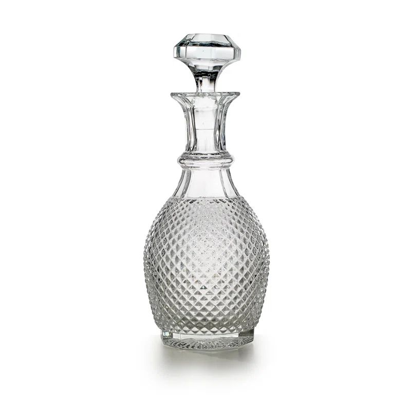 Clear Crystal Diamond-Cut Glass Decanter