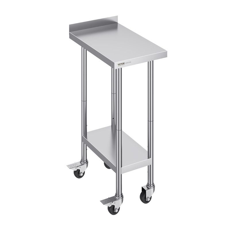 Stainless Steel Adjustable Height Kitchen Cart with Casters