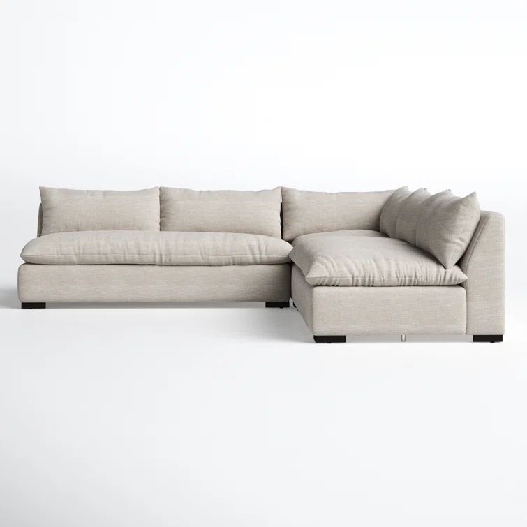 Grant 3-Piece Armless Oatmeal Sectional with Textural Twill