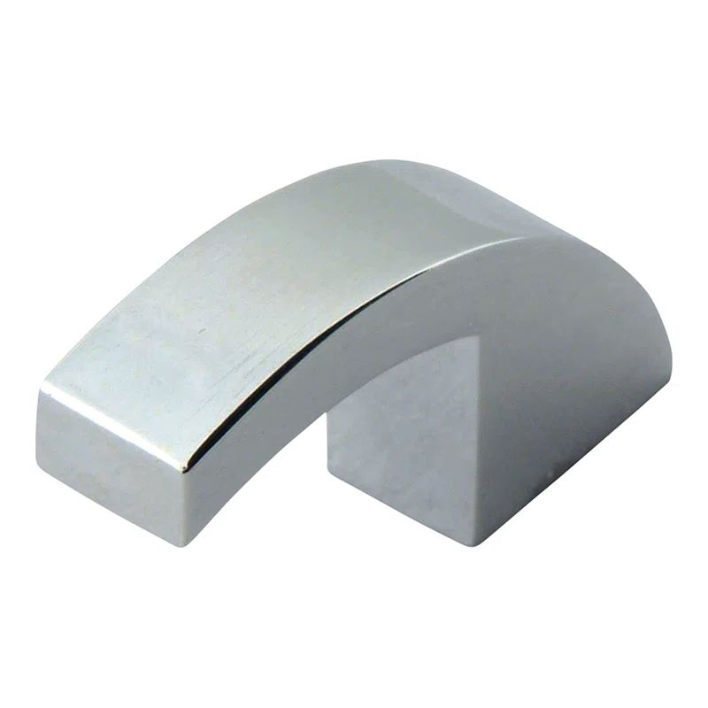 Polished Chrome Modern Finger Handle Knob with Mounting Hardware