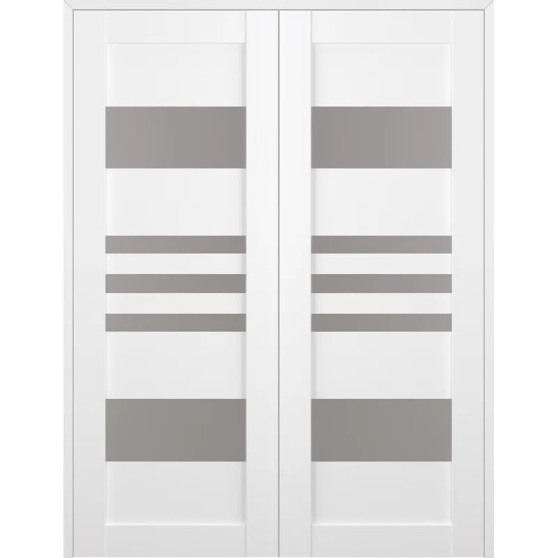 Bianco Noble Frosted Glass and Pine Interior French Door