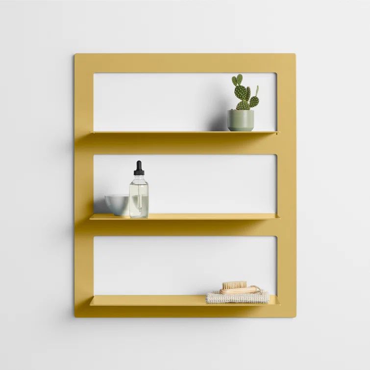 Mustard Yellow Powder-Coated Metal Wall Shelf