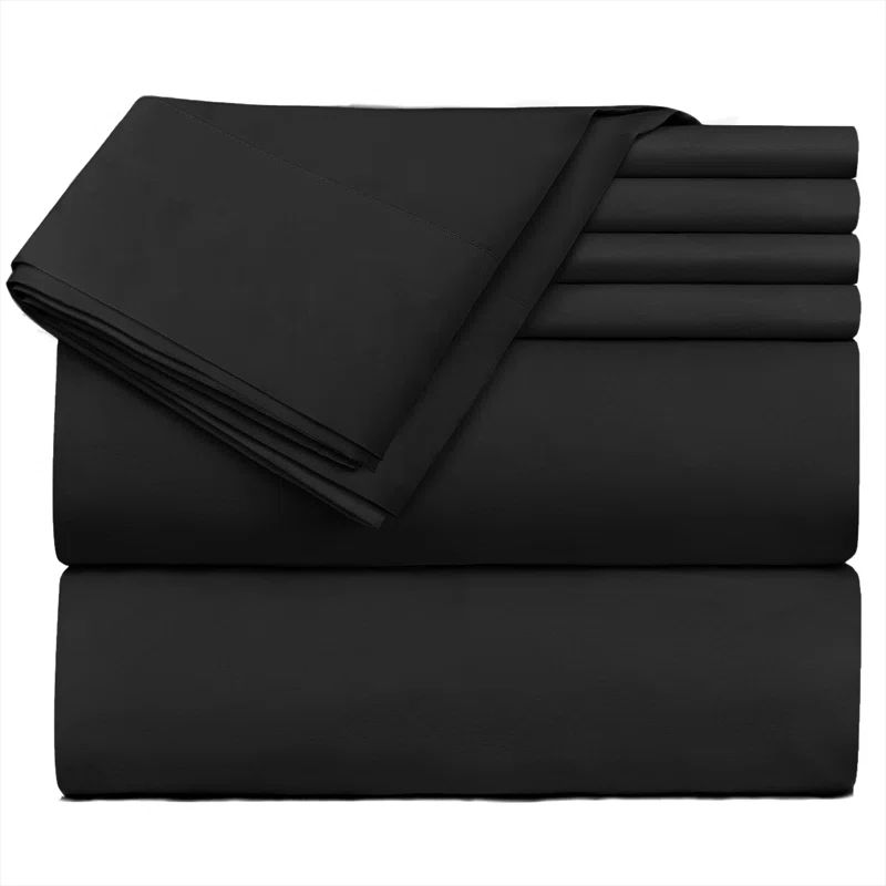 Twin XL Black Solid Microfiber Sheet Set