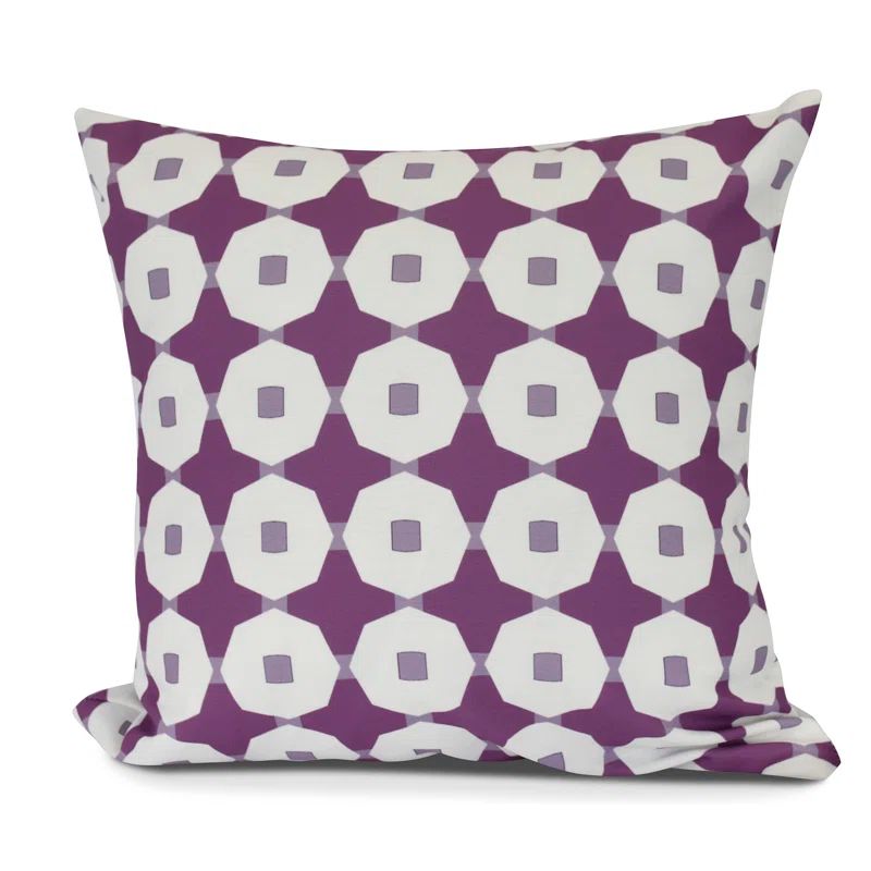 Purple and White Geometric Print Square Kids Outdoor Pillow