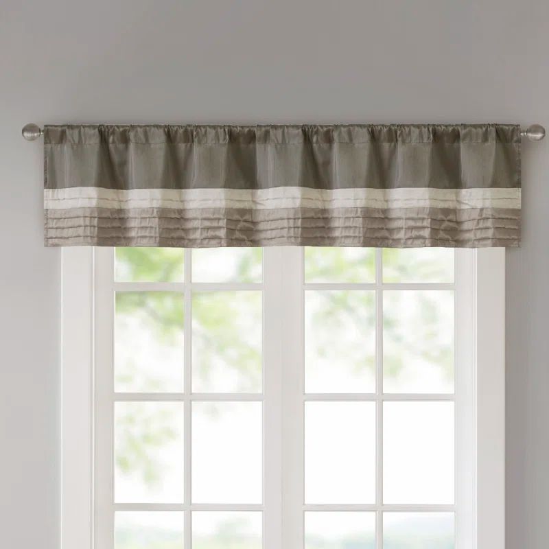 Natural Polyoni Pintuck Window Valance with Rod Pocket