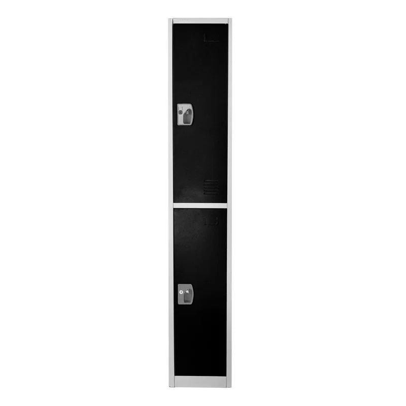 Black Steel 72" Tall Office Storage Locker with 2 Compartments