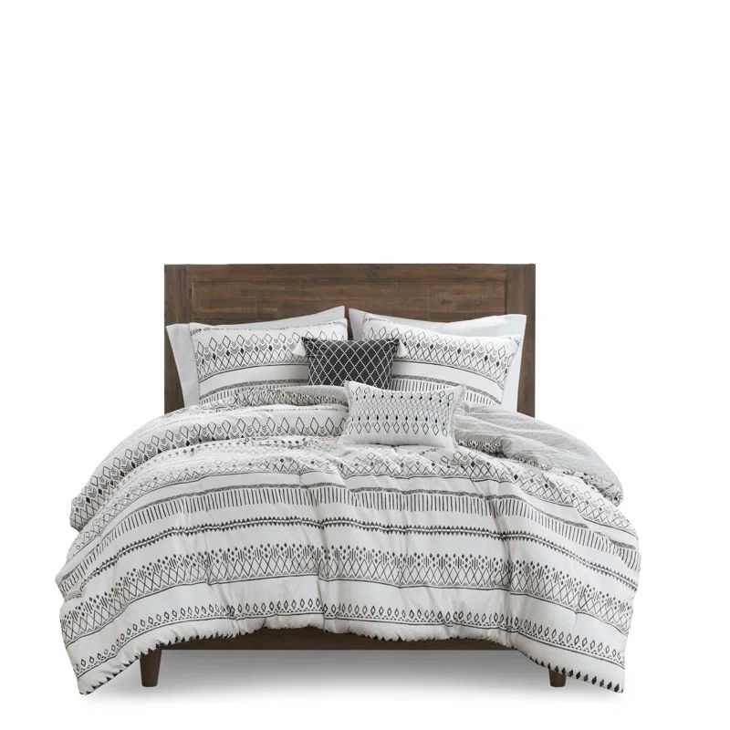 Full Gray Microfiber Reversible Comforter Set with Decorative Pillows