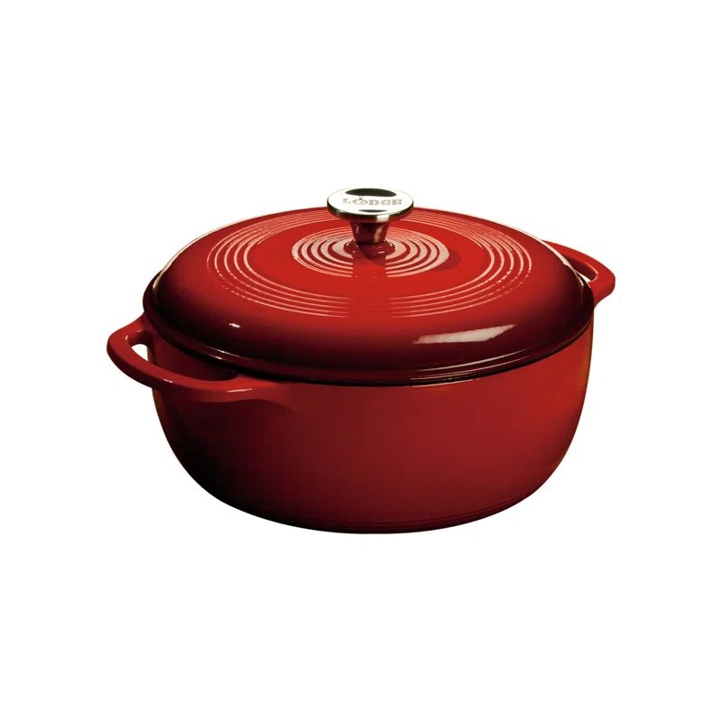 Elegant 6 Qt Red Enameled Cast Iron Dutch Oven