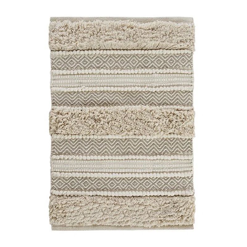 Asher Natural Hand-Woven Textured Striped Bath Rug