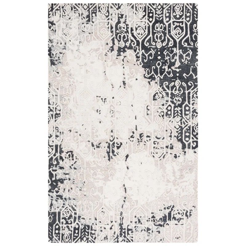 Gray and Beige Geometric 8' x 10' Synthetic Area Rug