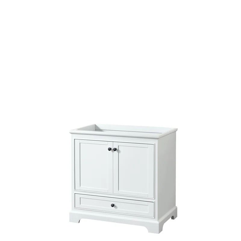 Deborah 35" White Freestanding Single Bathroom Vanity with Matte Black Hardware