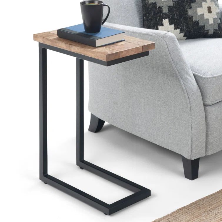 Skyler 18" Industrial Mango Wood & Metal C Side Table in Natural