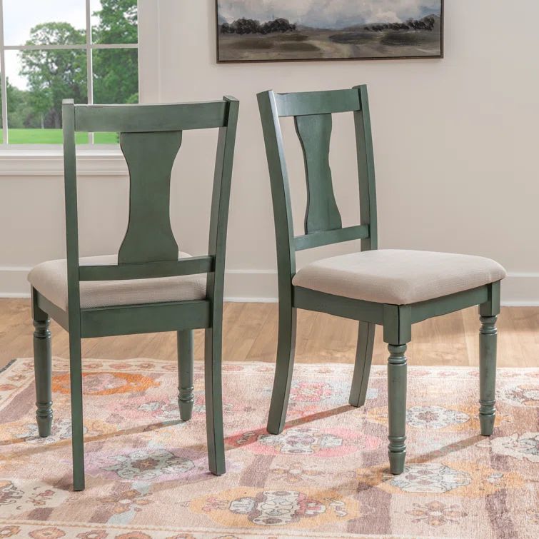 Teal Blue Willow Upholstered Side Chair with Turned Legs