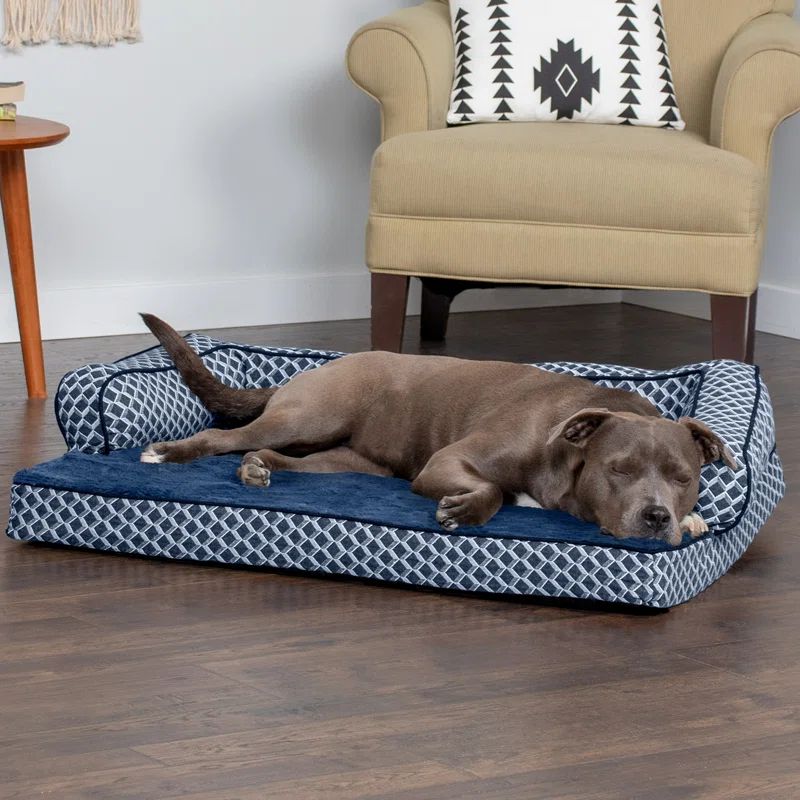 Large Diamond Blue Orthopedic Foam Outdoor Pet Sofa Bed