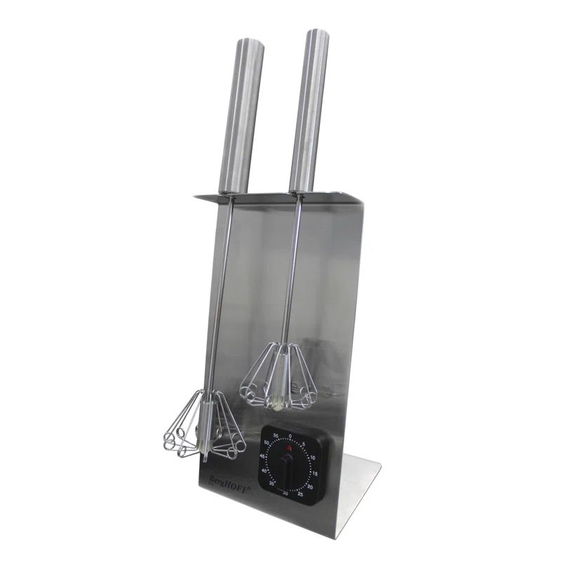 Silver Stainless Steel 2-Piece Whisk Set with Timer Stand