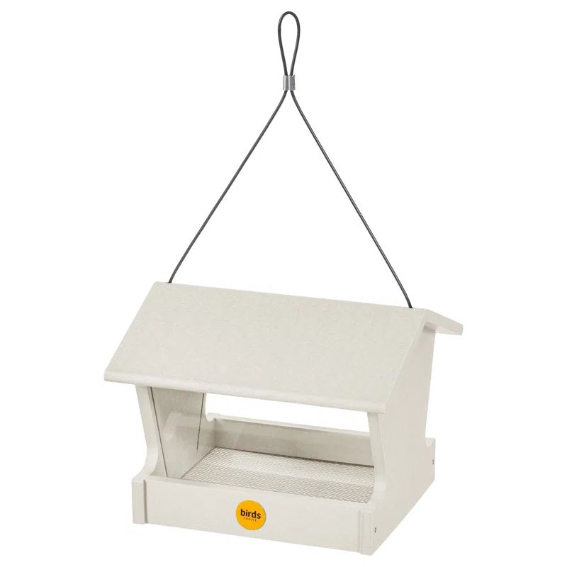 Medium Sea Salt White Recycled Plastic Hanging Hopper Bird Feeder
