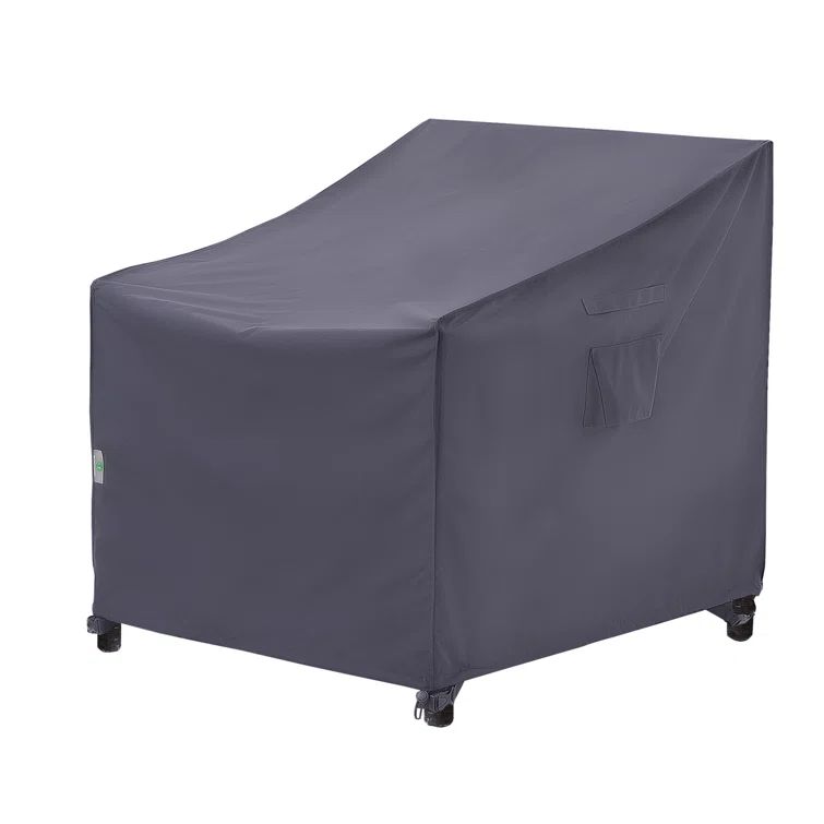 Gray Waterproof Outdoor Patio Chair Cover with Drawstring Closure