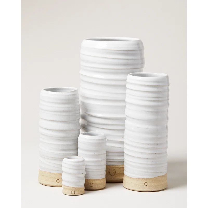 Mini White Ceramic Cylinder Bouquet Vase