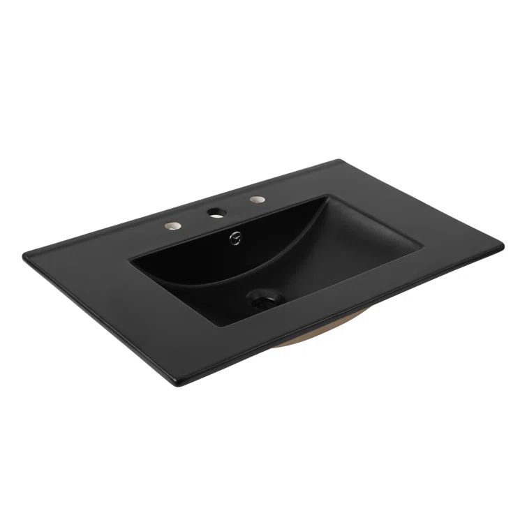Ancillary 30" Black Ceramic Rectangular Single Sink Vanity Top