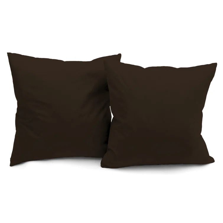 Chocolate Brown Microsuede Square Down Feather Throw Pillows, Set of 2