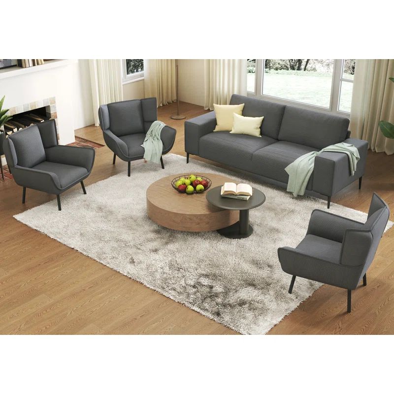 Brynnly 89" Gray Corduroy Sofa Couch with Extra Deep Seats