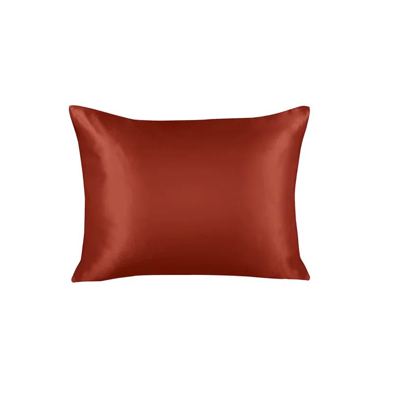 Rust Satin Silk Standard Pillowcase Set with Zipper Closure
