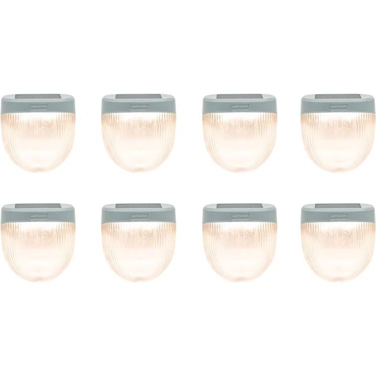 Pebble Gray Rippled Solar Powered LED Garden Light Set (8 Pack)