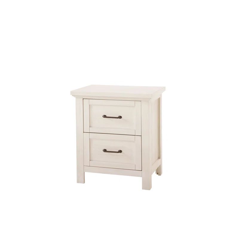 Westfield Brushed White 2-Drawer Hardwood Nightstand