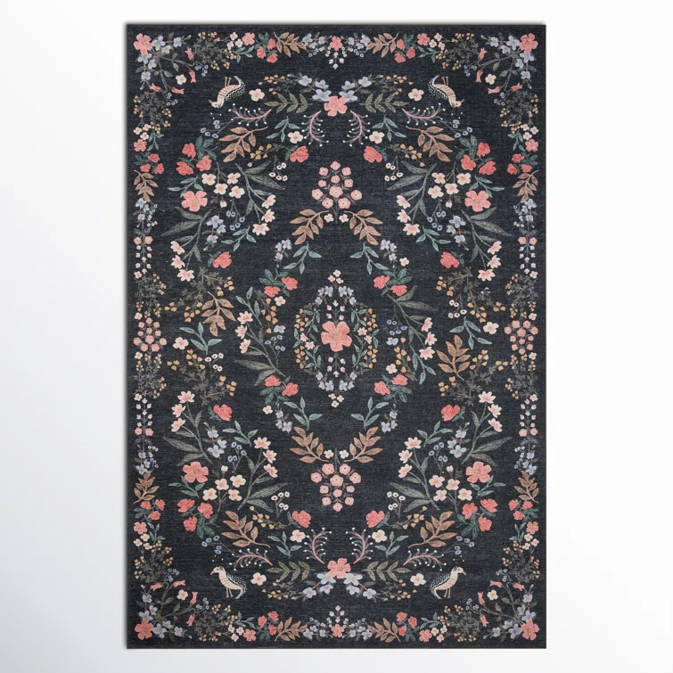 Whimsical White Round 3' Wool & Synthetic Easy-Care Rug