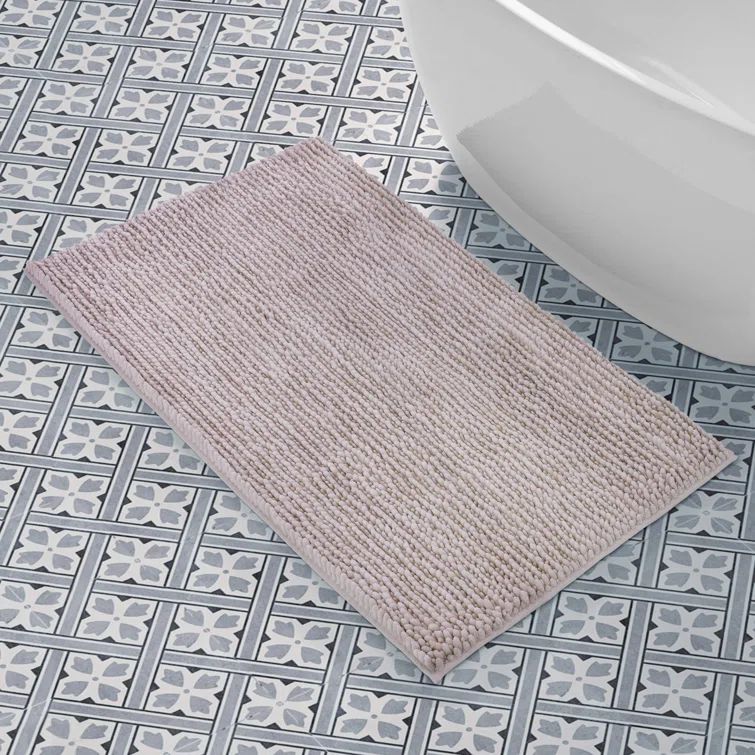 Blush Pink Chenille Non-Slip Polyester Bath Mat 27" x 45"