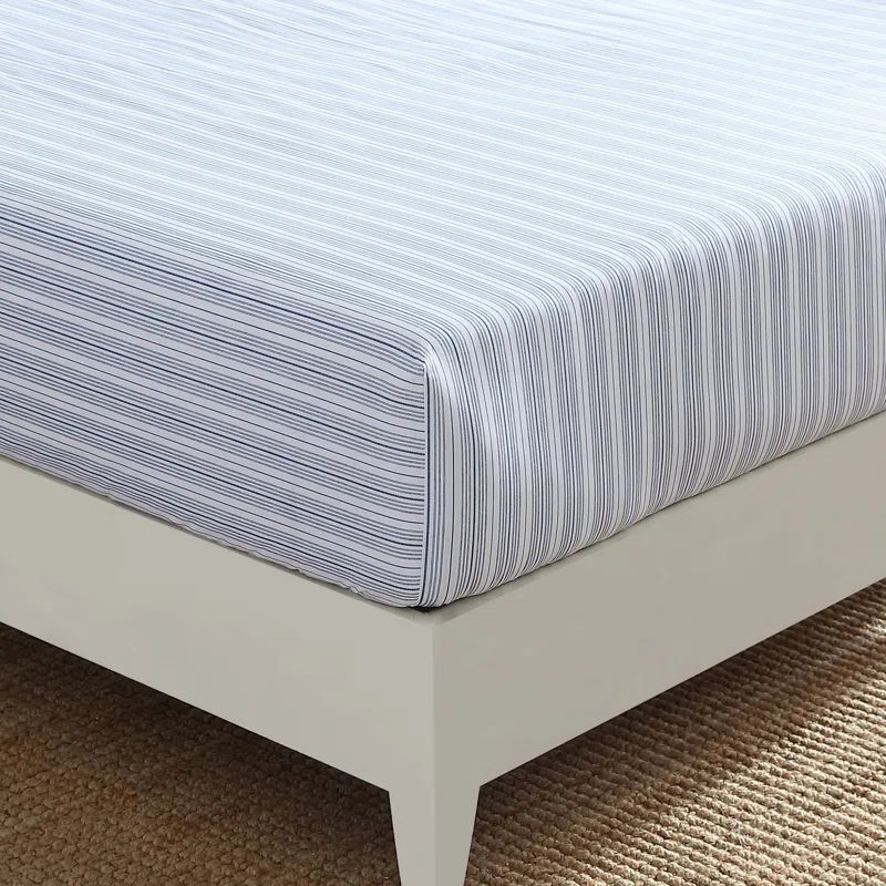 Blue Mirage Cotton Percale Stripe Full Fitted Sheet