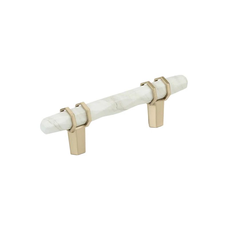 Marble White and Golden Champagne 3-Inch Bar Pull