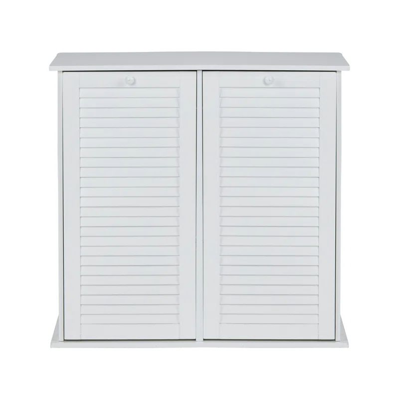 White Shutter Front Tilt-Out Laundry Sorter Cabinet