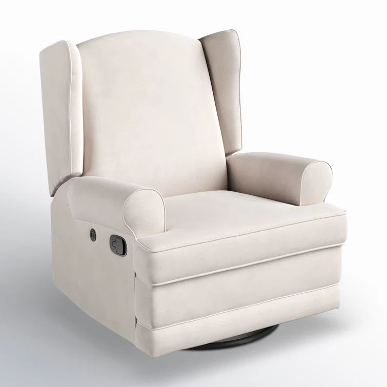 Ivory Swivel Recliner with Metal Base and USB Ports