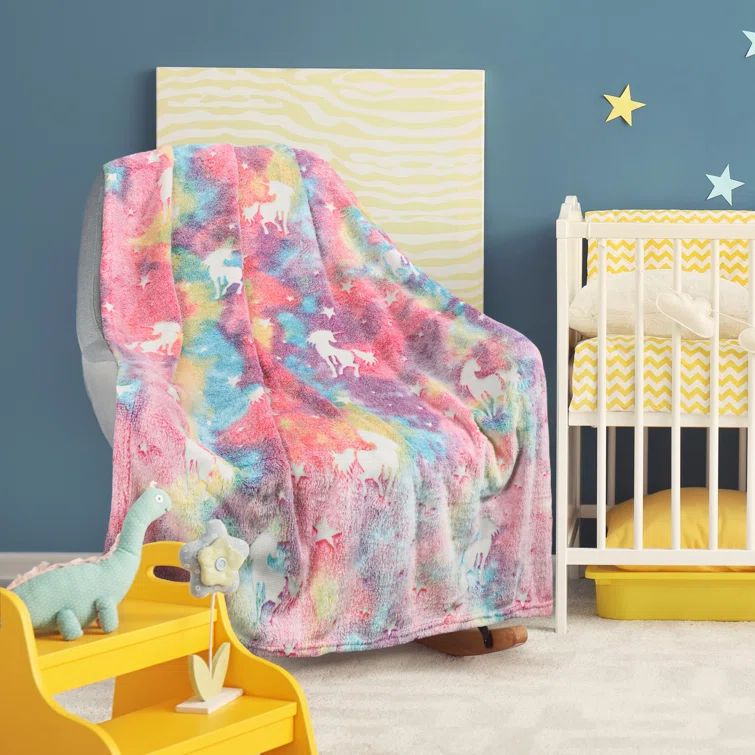 Catalonia Pink Unicorn Glow in the Dark Fleece Blanket, 50" x 60"