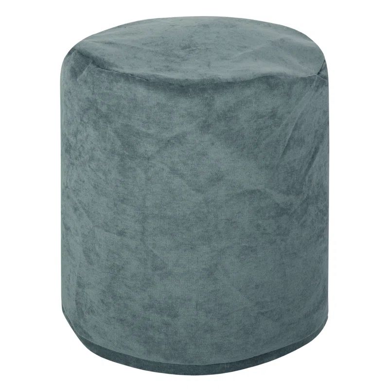 Azure Blue Micro-Velvet 16" Eco-Friendly Pouf Ottoman