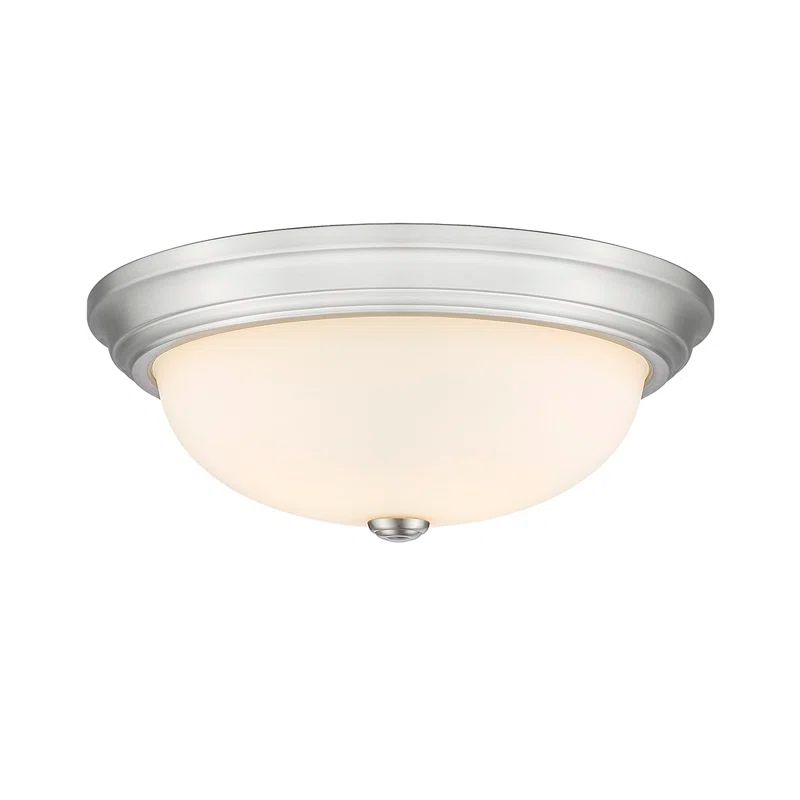 Elegant Brushed Nickel 15" Glass Bowl Flush Mount Light