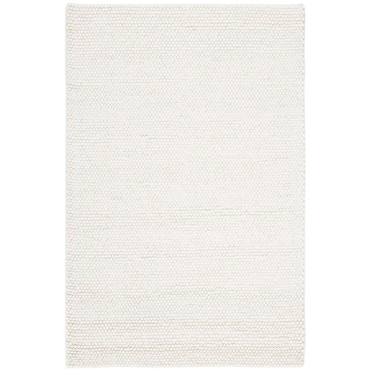 Cream Hand-Knotted Wool Diamond Area Rug 8' x 10'