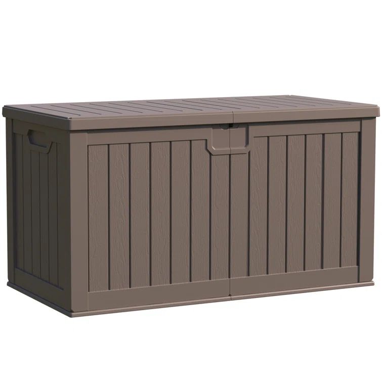 Brown 230 Gallon Lockable Resin Deck Box