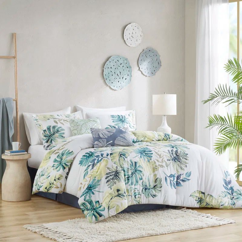 Lorelai Full Blue Cotton Reversible 6-Piece Bedspread Set