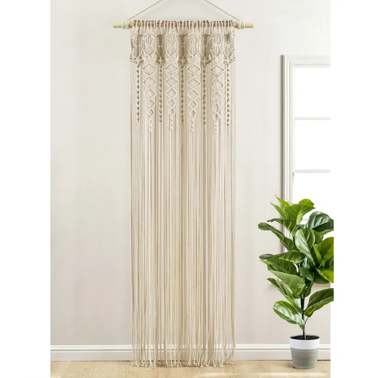 Neutral Cotton Macrame Sheer Rod Pocket Window Panel