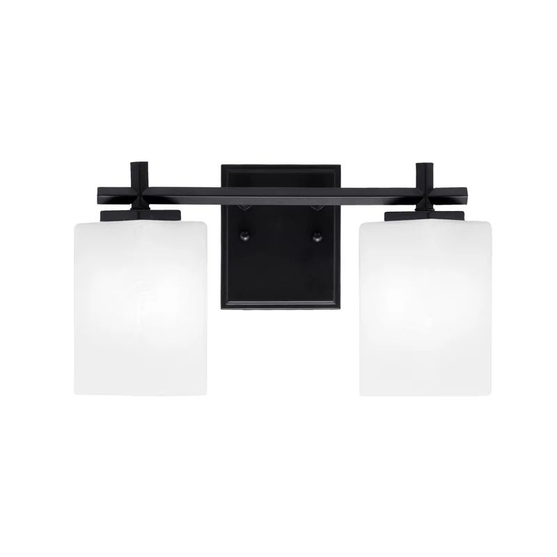 Matte Black Metal Vanity Light with White Glass Shades