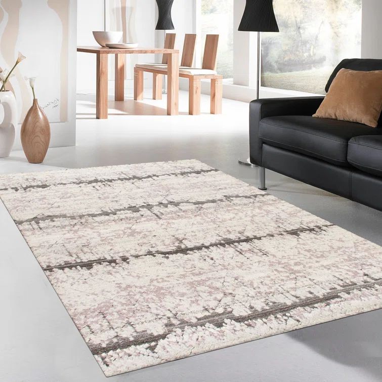 Ivory and Gray Hand-Knotted Wool 9' x 12' Area Rug