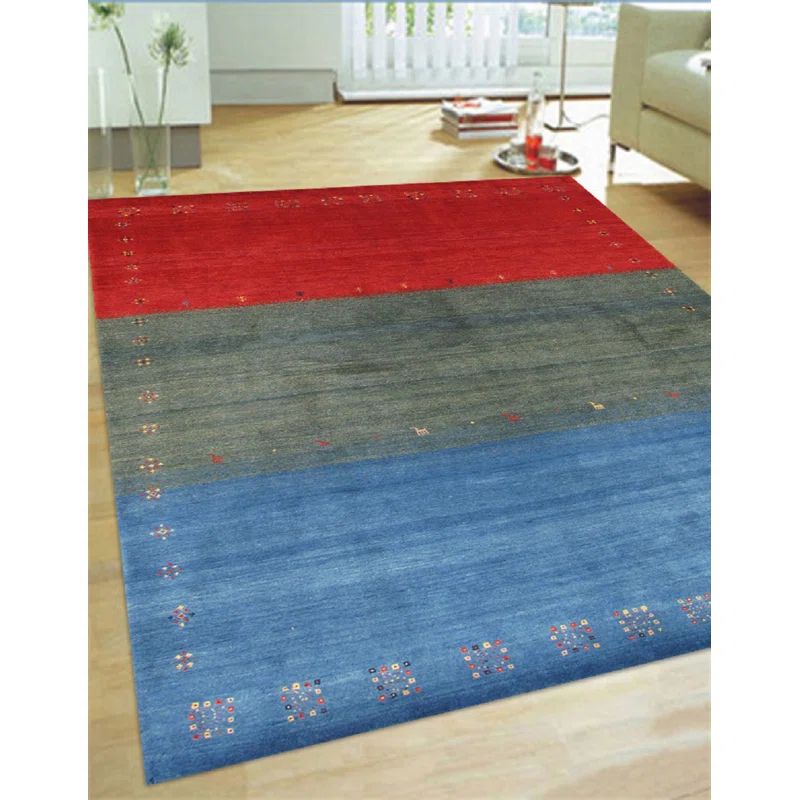 Handmade Red Wool Tribal Area Rug 5'9" x 7'11"