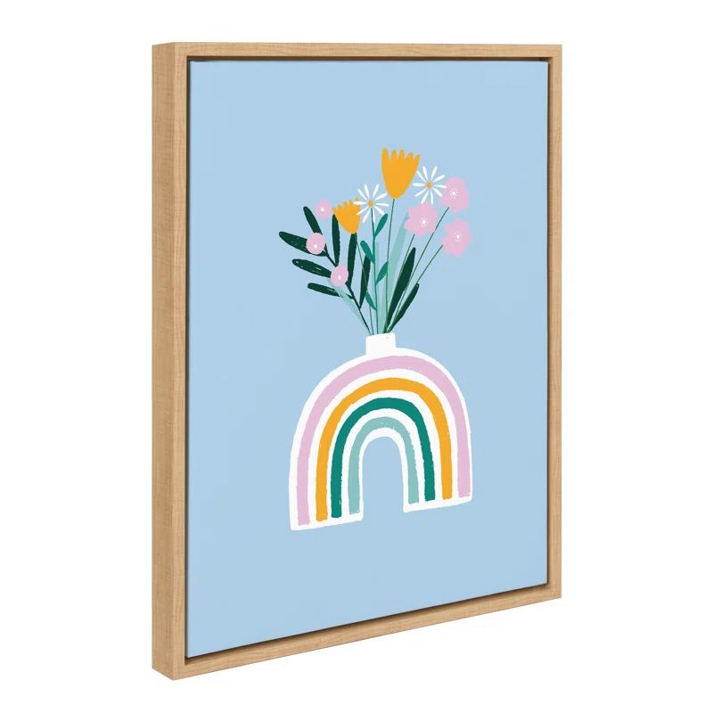 Happy Flowers Abstract Rainbow Vase Canvas Print