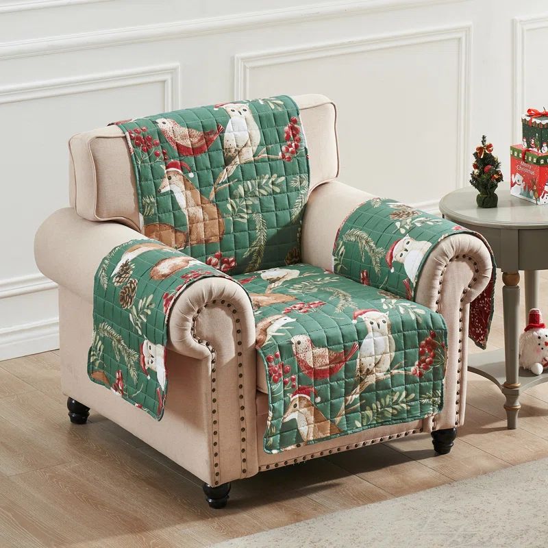 Holiday Forest Green and Red Reversible Chair Cover