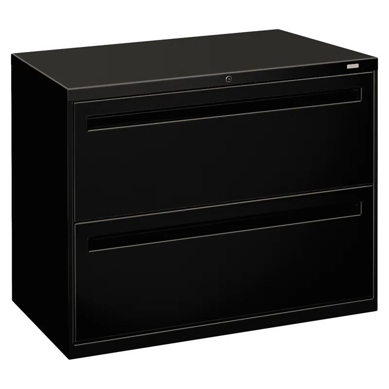 Black 2-Drawer Lockable Lateral Filing Cabinet