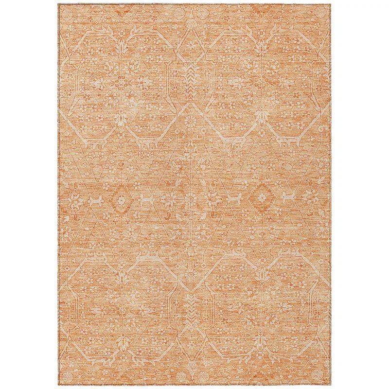 Salmon Synthetic 3' x 5' Rectangular Washable Rug