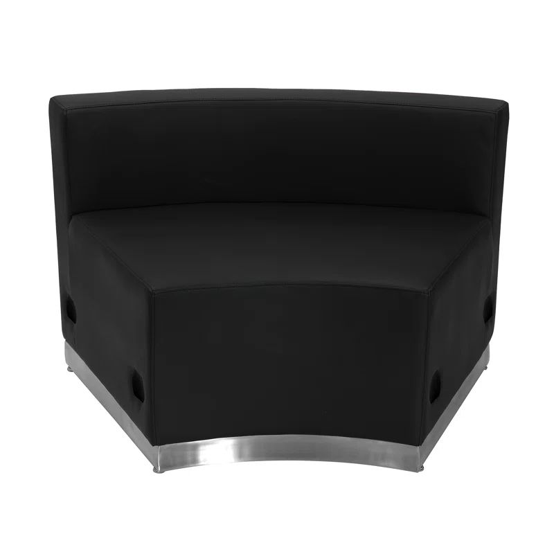 Avalon Black LeatherSoft Modular Concave Chair with Stainless Steel Base