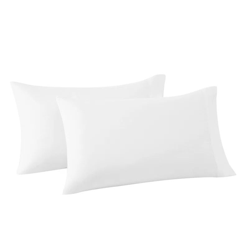 King White Cotton Linen Blend Embroidered Pillowcase Pair